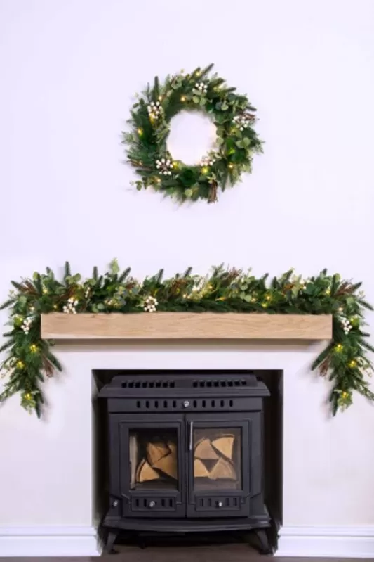 Pre-Lit Christmas Garlands<Christmas Tree World 180Cm Pre-Lit Decorated Pe Pine Garland With White Berries
