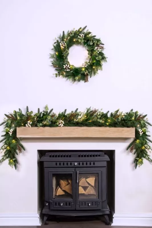 Pre-Lit Christmas Garlands<Christmas Tree World 180Cm Pre-Lit Decorated Pe Pine Garland With White Berries