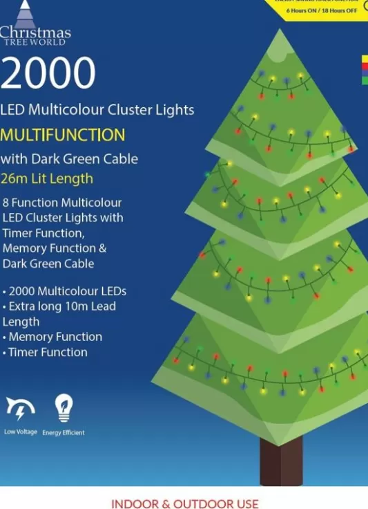 Christmas Tree World Brand<Christmas Tree World 2000 Multi Function Led Cluster Lights - Multicolour