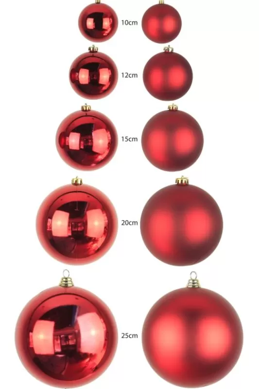 Large Christmas Baubles<Christmas Tree World 20Cm Red Bauble Set Shiny/Matte (12 Pc)