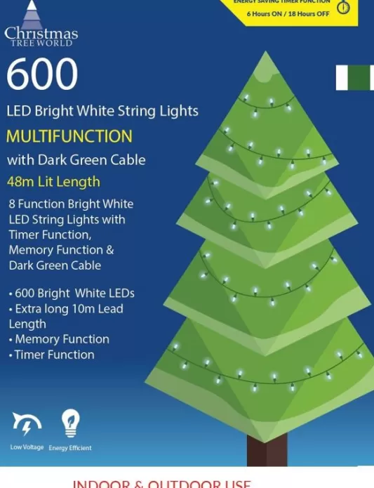 Christmas Tree World Brand<Christmas Tree World 600 Multi Function Led Lights - Bright White