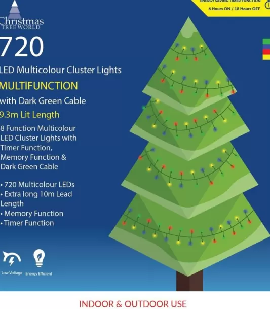 Christmas Tree World Brand<Christmas Tree World 720 Multi Function Led Cluster Lights - Multicolour