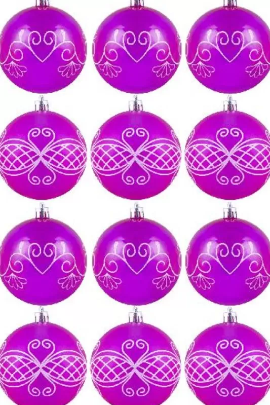 Hand Painted Baubles<Christmas Tree World Hand Painted Shatterproof Bauble Design 1 (12 Pack)