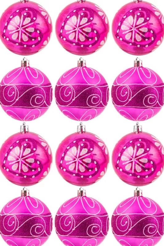 Hand Painted Baubles<Christmas Tree World Hand Painted Shatterproof Bauble Design 2 (12 Pack)