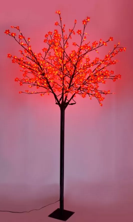 Outdoor Artificial Trees<Christmas Tree World The 2.5M/8.2Ft Red Led Maple Leaf Led Blossom Tree