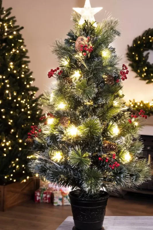 3 Foot Pre Lit Christmas Trees<Christmas Tree World The 3Ft Frosted Led Pine Fibre Optic Tree