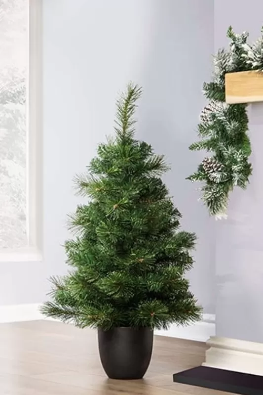 Outdoor Artificial Trees<Christmas Tree World The 3Ft Majestic Dew Pine Potted Tree (Indoor/Outdoor)