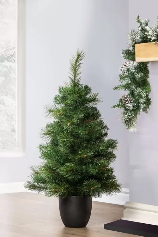 Outdoor Artificial Trees<Christmas Tree World The 3Ft Majestic Dew Pine Potted Tree (Indoor/Outdoor)