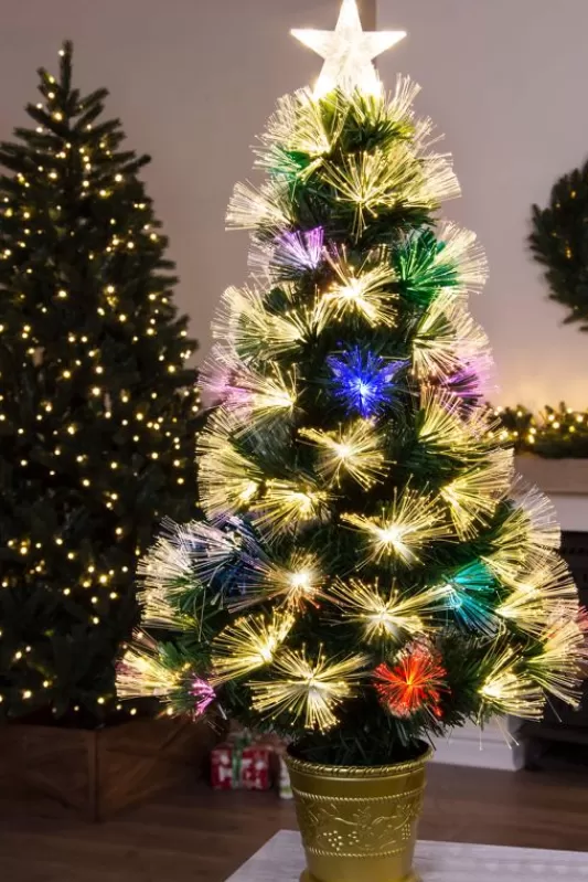 3 Foot Pre Lit Christmas Trees<Christmas Tree World The 3Ft Vesuvius Fir Fibre Optic Christmas Tree