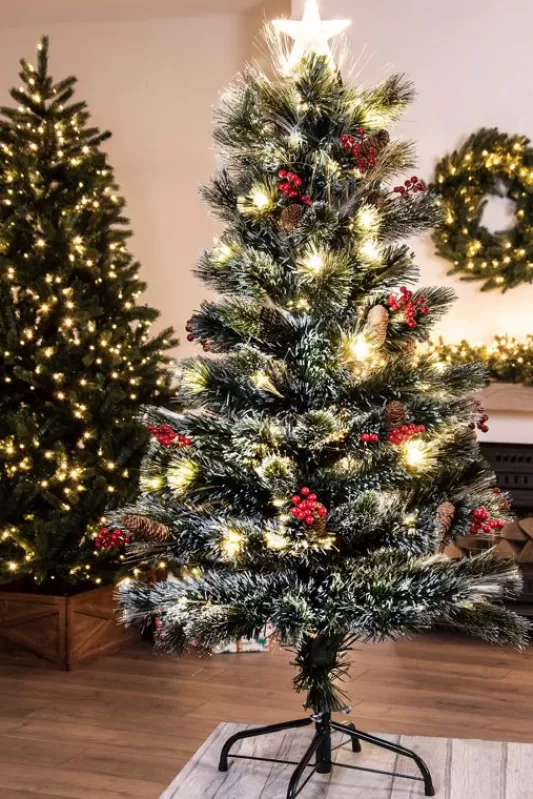 4 Foot Pre Lit Christmas Trees<Christmas Tree World The 4Ft Frosted Led Pine Fibre Optic Tree