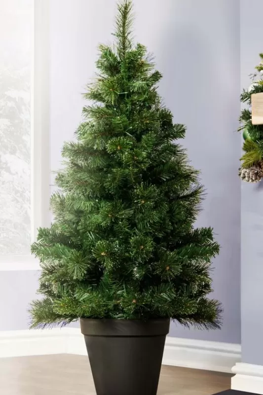 Outdoor Artificial Trees<Christmas Tree World The 4Ft Majestic Dew Pine Potted Tree (Indoor/Outdoor)