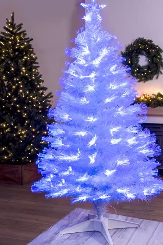 4 Foot Pre Lit Christmas Trees<Christmas Tree World The 4Ft White Blue Ripple Effect Fibre Optic Tree