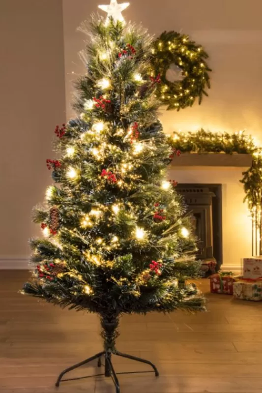 5 Foot Pre Lit Christmas Trees<Christmas Tree World The 5Ft Frosted Led Pine Fibre Optic Tree