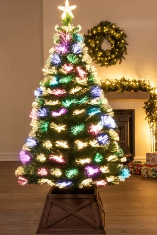 5 Foot Pre Lit Christmas Trees<Christmas Tree World The 5Ft Vesuvius Fir Fibre Optic Christmas Tree