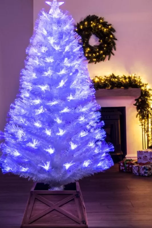 5 Foot Pre Lit Christmas Trees<Christmas Tree World The 5Ft White Blue Ripple Effect Fibre Optic Tree