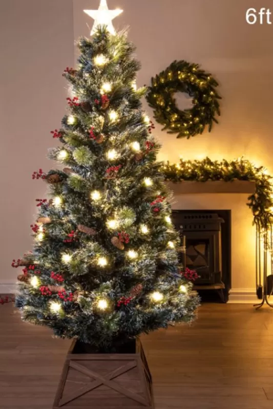 6 Foot Pre Lit Christmas Trees<Christmas Tree World The 6Ft Frosted Led Pine Fibre Optic Tree