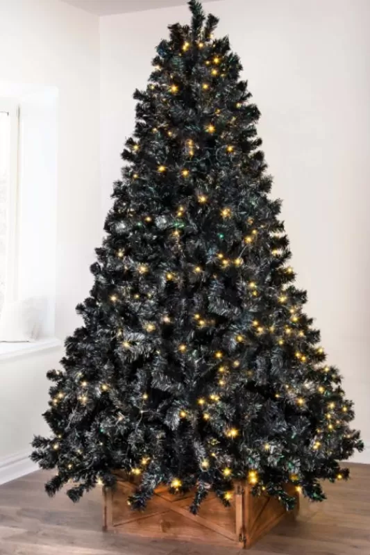 6 Foot Pre Lit Christmas Trees<Christmas Tree World The 6Ft Pre-Lit Black Iridescence Pine Tree With Warm White Lights