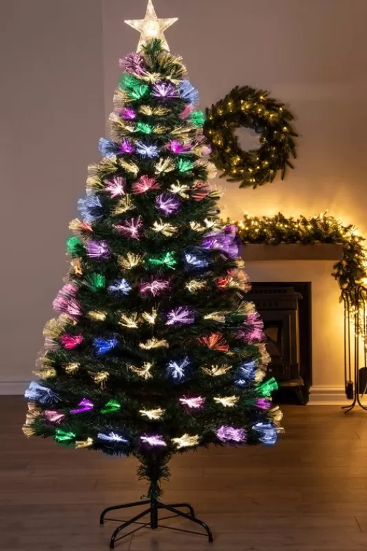 6 Foot Pre Lit Christmas Trees<Christmas Tree World The 6Ft Vesuvius Fir Fibre Optic Christmas Tree