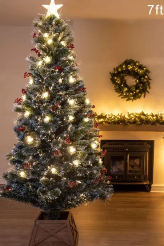 7 Foot Pre Lit Christmas Trees<Christmas Tree World The 7Ft Frosted Led Pine Fibre Optic Tree