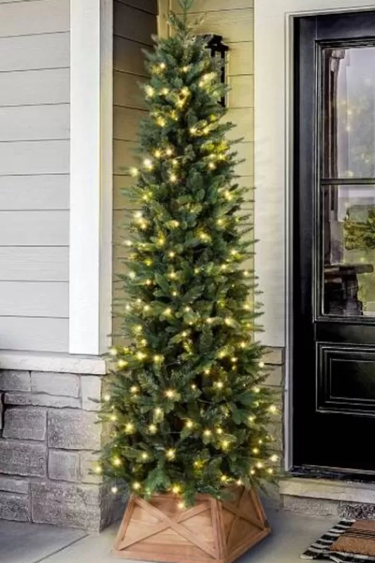 Ultra Realistic Christmas Trees<Christmas Tree World The 8Ft Indoor/Outdoor Pre-Lit Ultra Slim Mixed Pine