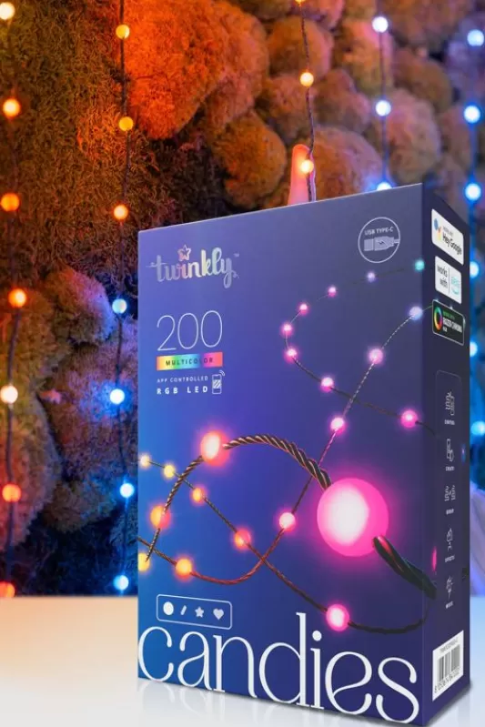 Twinkly Lights<Christmas Tree World Twinkly Candies 100 Pearl-Shaped Rgb Leds, Clear Wire, Usb-C